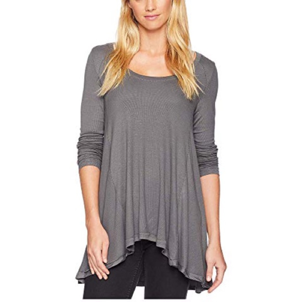 Free People January Long Sleeve Ribbed Oversized Long Sleeve Tunic Top